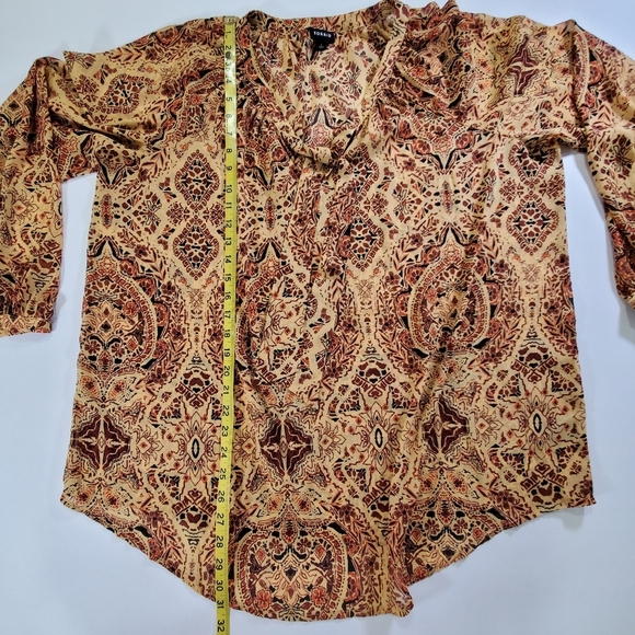 2224 * Torrid Crinkle Chiffon Raglan Tie Front Blouse Medallion Size 2X - Picture 10 of 11